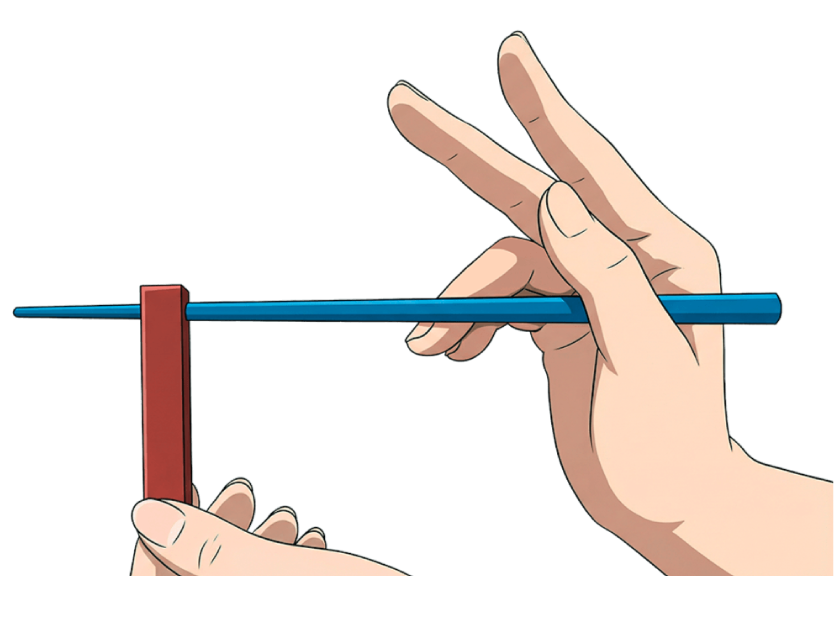 固定箸を動かさない意識付けをさせる